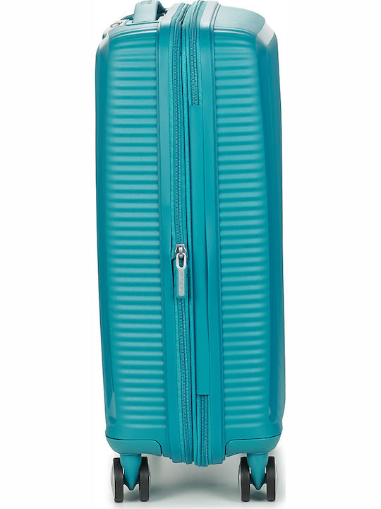 American Tourister Soundbox Spinner Expandable Cabin Travel Suitcase Hard Blue with 4 Wheels Height 55cm 88472-1457