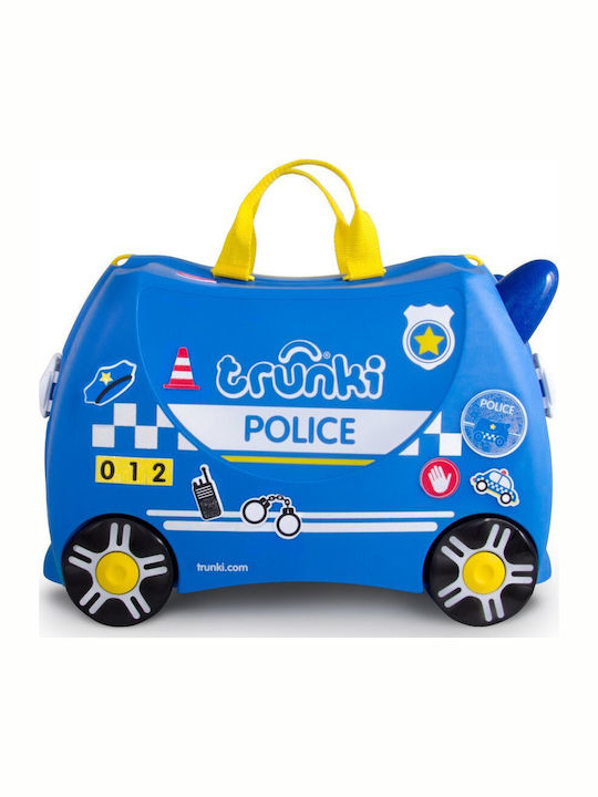 Trunki Percy Police Car Детска Куфар За Пътуване Кабинен Твърд Син С 4 Колела Височина 31см
