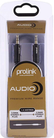 Prolink Καλώδιο Ήχου 3.5mm male - 3.5mm male Μαύρο 2m με Επίχρυσους Ακροδέκτες HMM105S-0200
