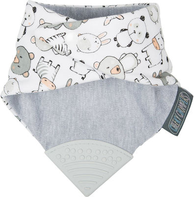 Cheeky Chompers Panda Pals Bandana Fabric with Button Gray