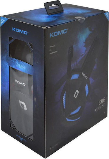 Komc G302 Over Ear Gaming Headset με σύνδεση 2x3.5mm Black/Blue