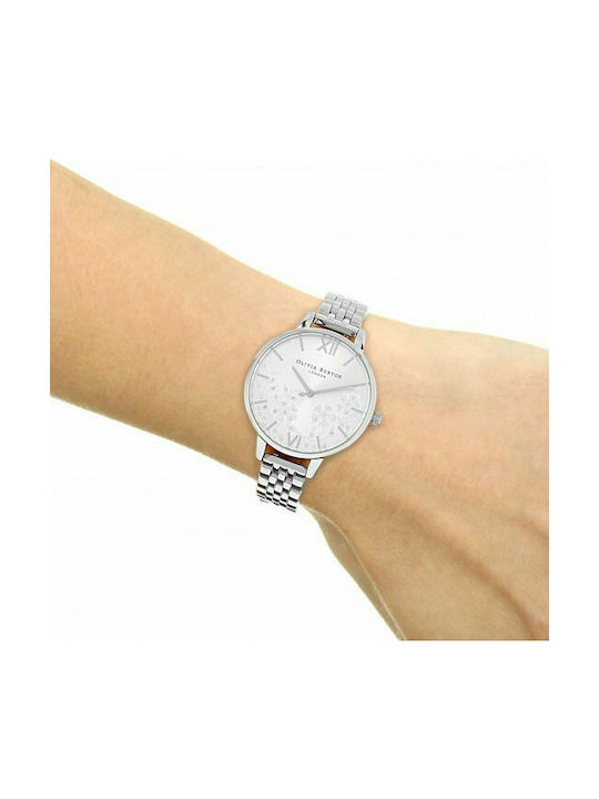 Olivia Burton Bejewelled Lace Watch with Silver Metal Bracelet