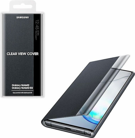 Samsung Clear View Cover Book Synthetic Leather / Plastic Black (Galaxy Note 10)