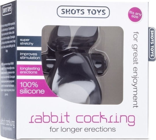 Shots Rabbit Cockring Δαχτυλίδι Πέους Σιλικόνης Μαύρο SHT213BLK
