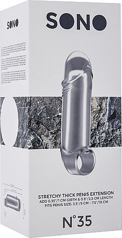 Shots Sono No.35 Stretchy Thick Penis Extension Уголемяване на пениса Прозрачен 15.2см SON035TRA