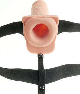 Pipedream Fetish Fantasy Hollow Rechargeable Strap-On with Balls 23cm Flesh