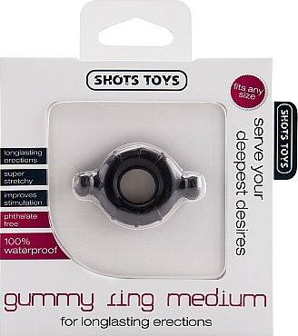 Shots Gummy Cock Ring Medium Пръстен Петел Черен SHT373BLK