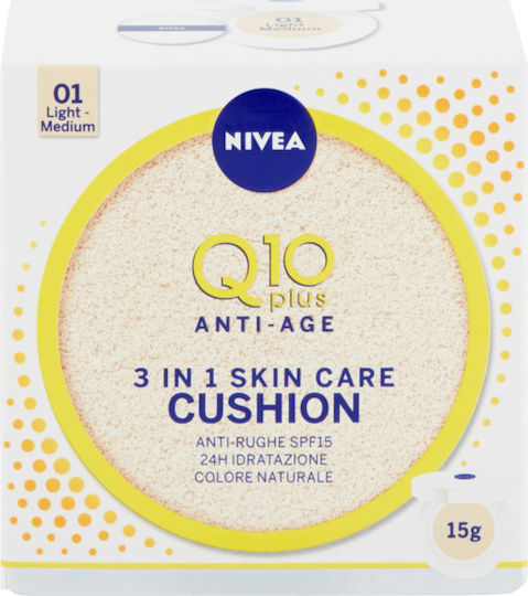 Nivea Q10 Plus 3in1 Skin Care Cushion Amortizare SPF15 01 Ușor Mediu 15gr
