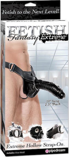 Pipedream Fetish Fantasy Extreme Hollow Strap-On Harness με Dildo 25.5cm σε Μαύρο Χρώμα