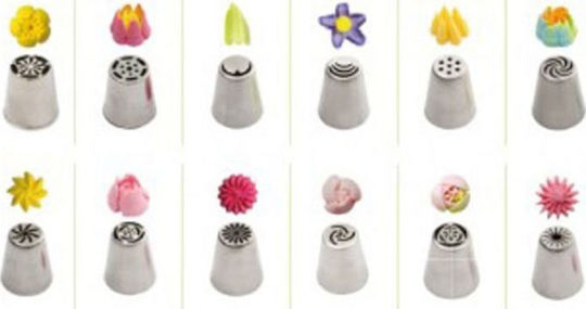 Decora 3D Flori Nr.3 Nas Pentru Pungi De Patiserie Metalic 3cm 12 Bucăți 0263652