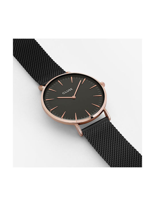 Cluse La Boheme Watch with Black Metal Bracelet