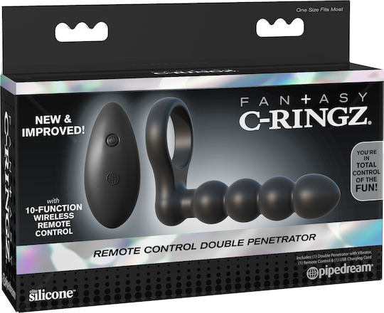 Pipedream Fantasy C-Ringz Remote Control Double Penetrator Δαχτυλίδι Πέους Μαύρο PD5926-23