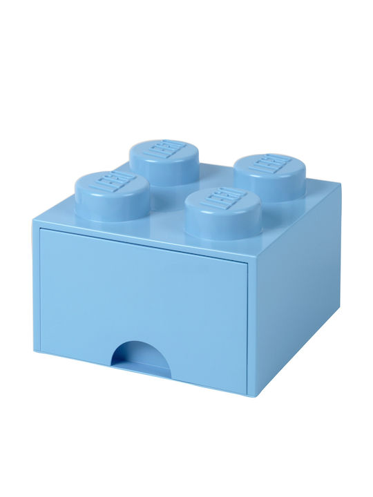 Lego Kids Plastic Toy Storage Box 4 Knobs Light Blue 25x25x18cm