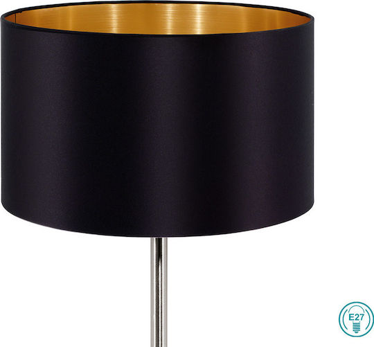 Eglo Metal Table Lamp for Socket E27 with Black Shade and Silver Base