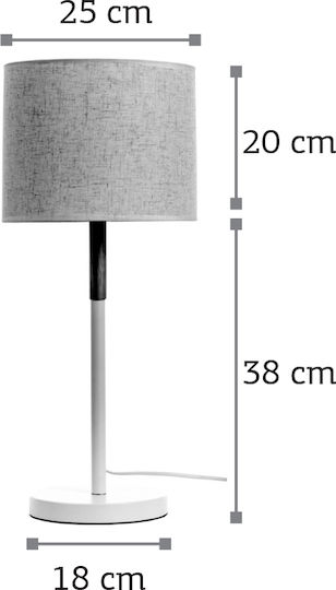Inlight 3453 Metal Table Lamp for Socket E27 with White Shade and Base