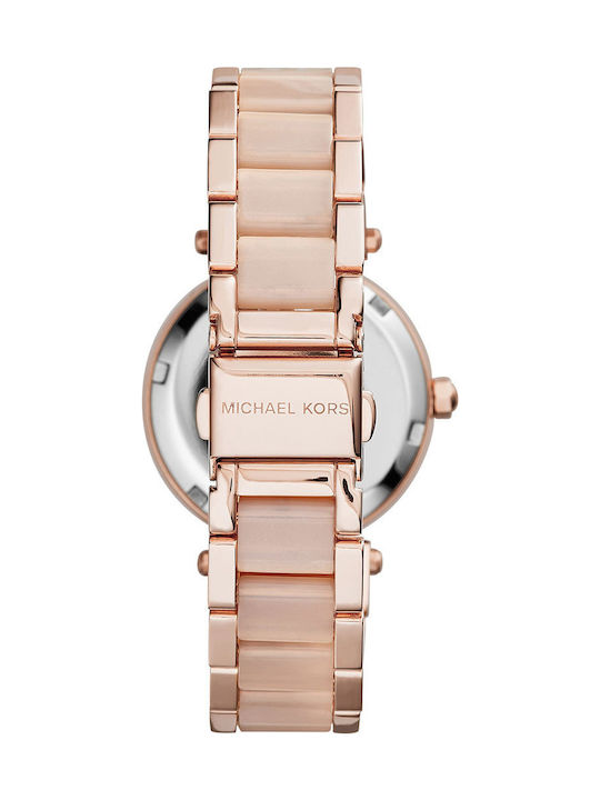 Michael Kors Parker Damen Uhr Chronograph mit Rose Gold Metallarmband