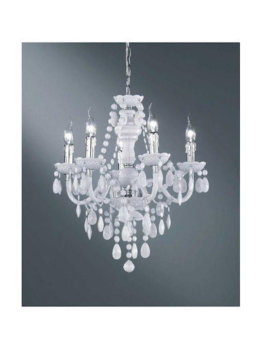 Trio Lighting Lüster Πολυέλαιος 5xE14 με Κεράκια Λευκός R1107-01