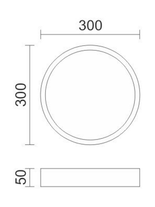 Spot Light Μοντέρνα Μεταλλική Πλαφονιέρα Οροφής με Ενσωματωμένο LED σε Λευκό χρώμα 30cm