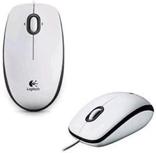 Logitech B100 Wired Ergonomic Mouse White