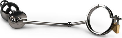 Sinner Gear Metalen Cockring + Peniskooi + Buttplug BDSM Accessory σε Ασημί Χρώμα
