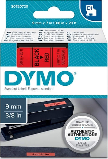 Dymo 40917 Label Maker Tape 7m x 9mm In Red Colour Compatible With Dymo D1 Dymo Rhino/IND