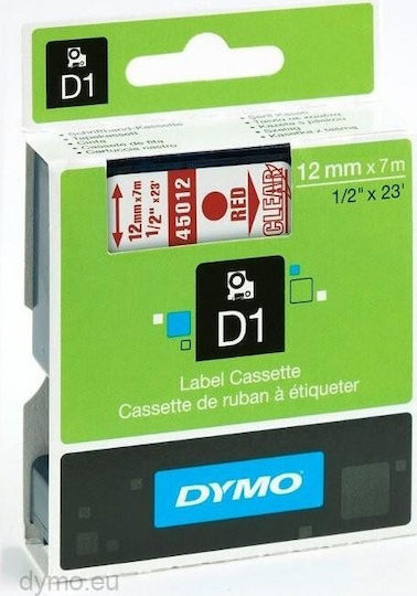 Dymo 45012 Etikettendrucker-Bänder 7m x 12mm in Transparent Farbe Kompatible Reihe mit Dymo D1