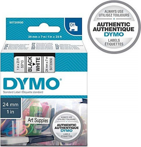 Dymo 53713 Etikettendrucker-Band 7m x 24mm in Weiß Farbe Kompatibel mit Dymo D1