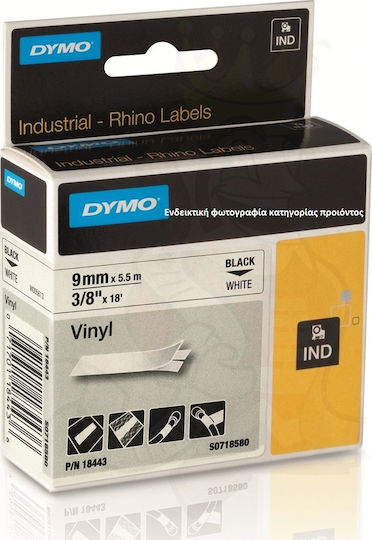 Dymo 18433 Label Maker Tape 5.5m x 19mm in Yellow Colour Compatible with Dymo D1 Dymo Rhino/IND
