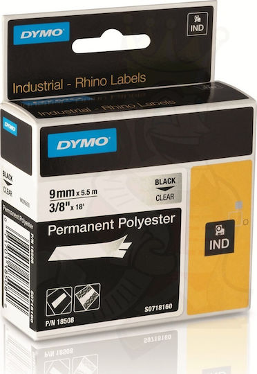 Dymo 18508 Ταινία Ετικετογράφου 5.5m x 9mm σε Διάφανο Χρώμα Συμβατή με Dymo D1, Dymo Rhino/IND