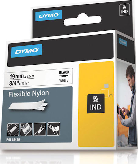 Dymo 18489 Ταινία Ετικετογράφου 3.5m x 19mm σε Λευκό Χρώμα Συμβατή με Dymo D1, Dymo Rhino/IND