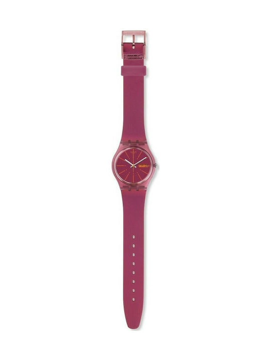 Swatch Sneaky Peaky Uhr mit Rosa Kautschukarmband