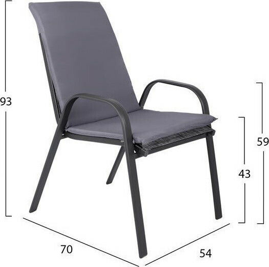 Set Sala De Mese Pentru Exterior 5 Piese Gri Cu Perne