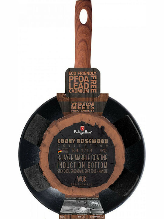 Berlinger Haus Ebony Rosewood Collection Wok made of Aluminum with Stone Coating 28cm