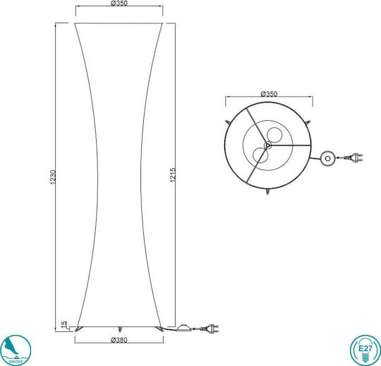 Trio Lighting Gravis Φωτιστικό Δαπέδου Υ123xΜ35εκ. με Ντουί για Λαμπτήρα E27 Γκρι