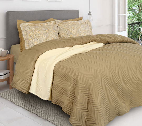 Das Home 9482 Κουβερλί Υπέρδιπλο Microfiber Μπεζ 220x240cm