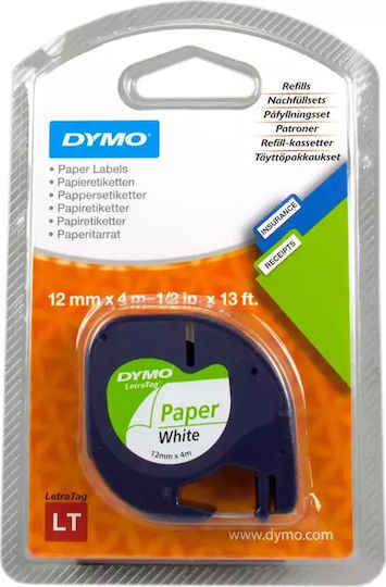 Dymo Label Maker Tape 4m x 12mm White