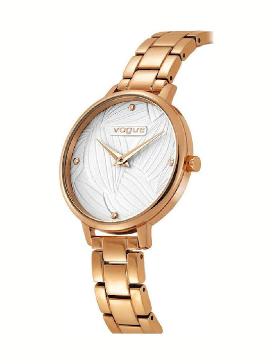 Vogue Romantic Γυναικείο Ρολόι 32mm Μπαταρίας με Ροζ Χρυσό Μεταλλικό Μπρασελέ