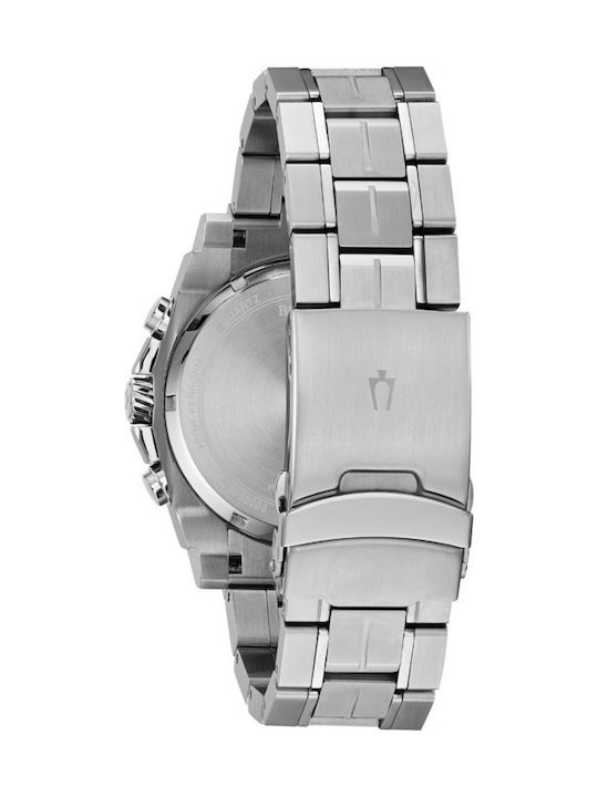 Bulova Precisionist Champlain Ανδρικό Ρολόι 46mm Χρονογράφος Μπαταρίας με Ασημί Μεταλλικό Μπρασελέ