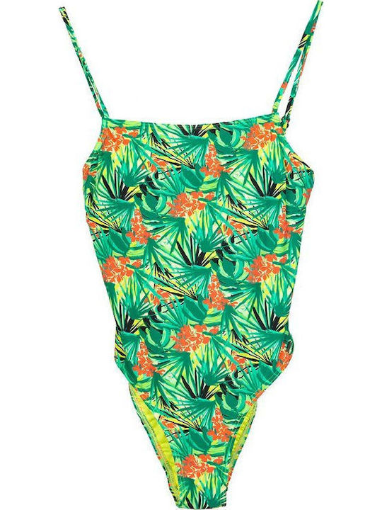 Neo Tropic Square Cut Ολόσωμο Μαγιό Floral Πράσινο
