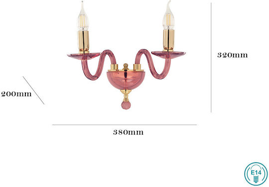 Ondaluce Paganini Lamp Wall Red 38x32x20cm Ondaluce Paganini Lamp Wall Red 38x32x20cm