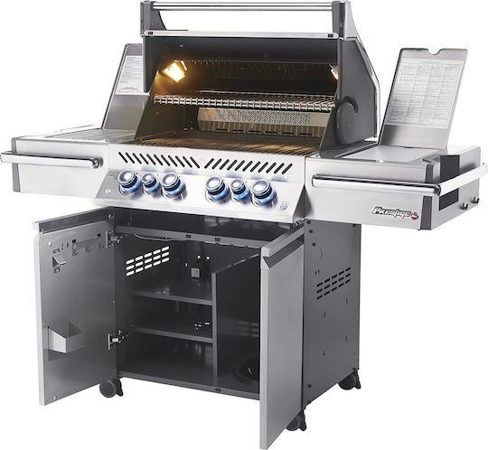 Napoleon Prestige Pro 500 Ψησταριά Υγραερίου Σχάρας 71x45εκ. με 4 Εστίες 16kW και Πλαϊνό Μάτι Υπερύθρων 4.85kW