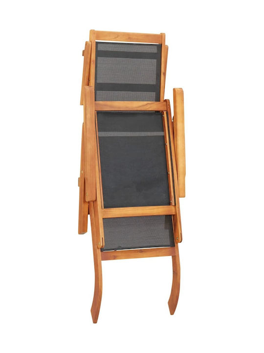 Sezlonguri Lemn cu Brațe & Gri Material 141x57.5x92cm