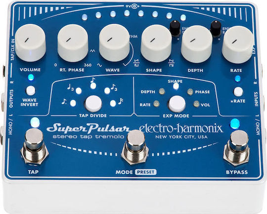 Electro-Harmonix Super Pulsar Stereo Tap Pedals Tremolo Electric Guitar and Electric Bass