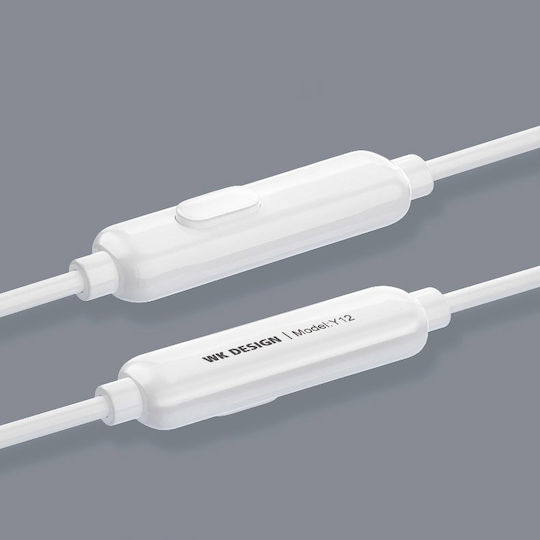 WK Y12 Earbuds Handsfree με Βύσμα 3.5mm Λευκό