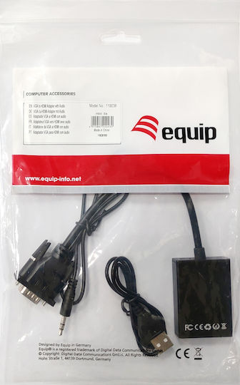 Equip Μετατροπέας 3.5mm / VGA male σε HDMI female (119038)