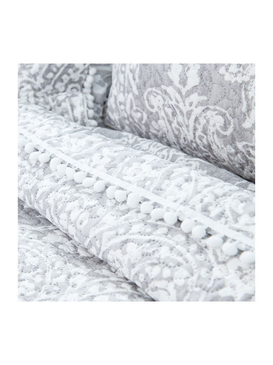 Borea Maya Set Coverlet Queen Size Microfiber GRI 220x240cm 3pcs