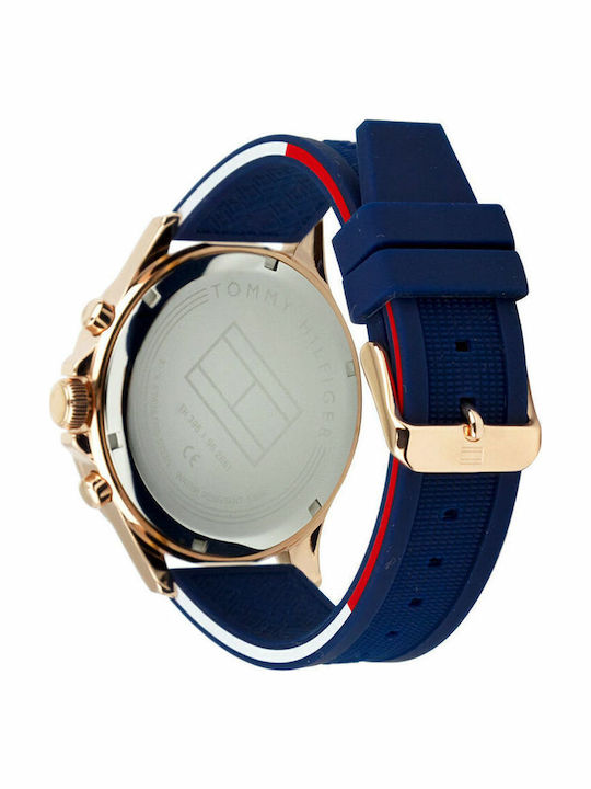 Tommy Hilfiger Bank Ανδρικό Ρολόι 46mm Χρονογράφος Μπαταρίας με Μπλε Καουτσούκ Λουράκι
