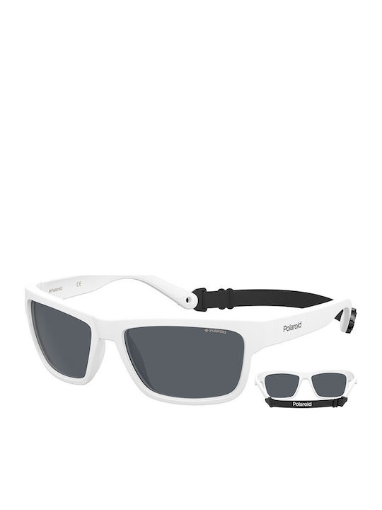 Polaroid Men's Sunglasses with White Plastic Frame and Black Polarized Lens PLD7031/S 6HT/C3