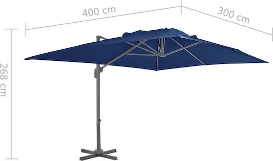 Hanging Square Aluminum Blue Garden & Terrace Parasol 4x3m