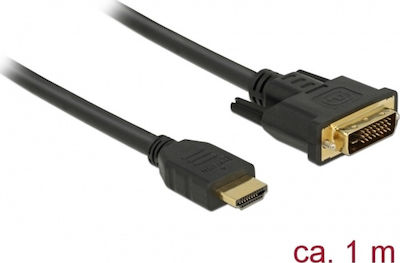 DeLock 1m DVI-I male to HDMI male Cable Black (85652)